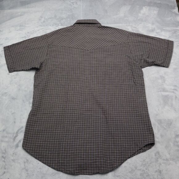 Plains Western Shirt Mens M Blue Plaid Pearl Snap Wear Button Up Cowboy - Picture 9 of 13